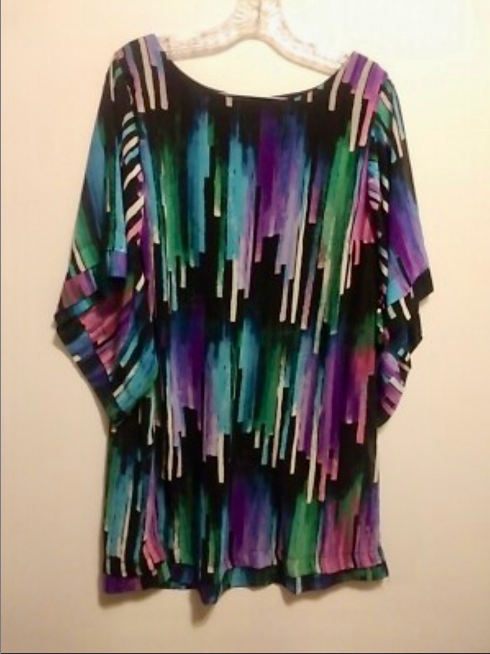 FIRE Los Angeles Abstract Stripe Print Dolman Sleeve Tunic  Top - L (NWT)